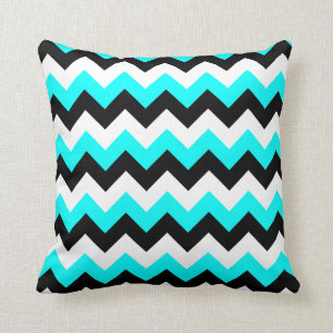 Cojín Decorativo Aqua Negro y Zigzag Blanco