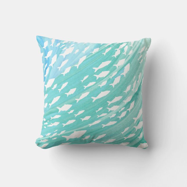 Cojín Decorativo Aqua Ocean Fish Nautical (Anverso)