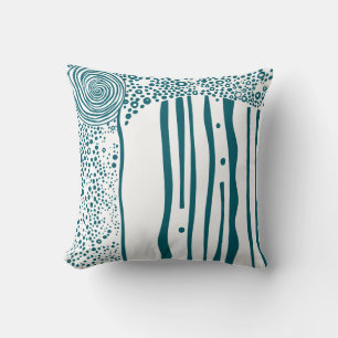 Cojín Decorativo aqua oscura flujo orgánico moderno rústico