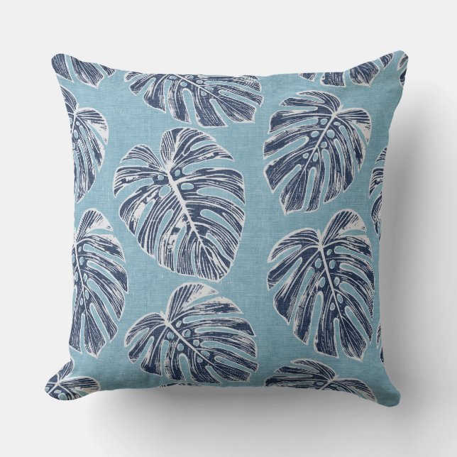 Cojín decorativo Aqua Palm Leaves (Anverso)
