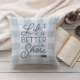 Cojín Decorativo Aqua Plaid Life Is Better At The Shore