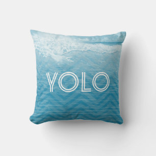 Cojín Decorativo Aqua Sea Blue Beach YOLO Solo vives una vez