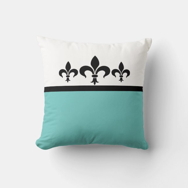 Cojín Decorativo Aqua Swanky Fleur De Lis Pillow (Anverso)