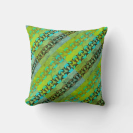 Cojín Decorativo Aqua Tan Black Lime Green Diagonal Mosaic Rows 