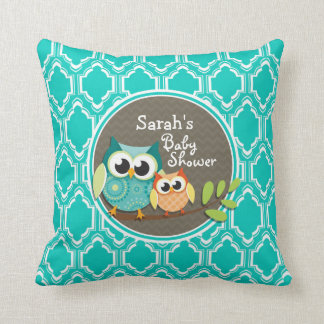 Cojín Decorativo Aqua Turquoise Retro Owls Baby Shower