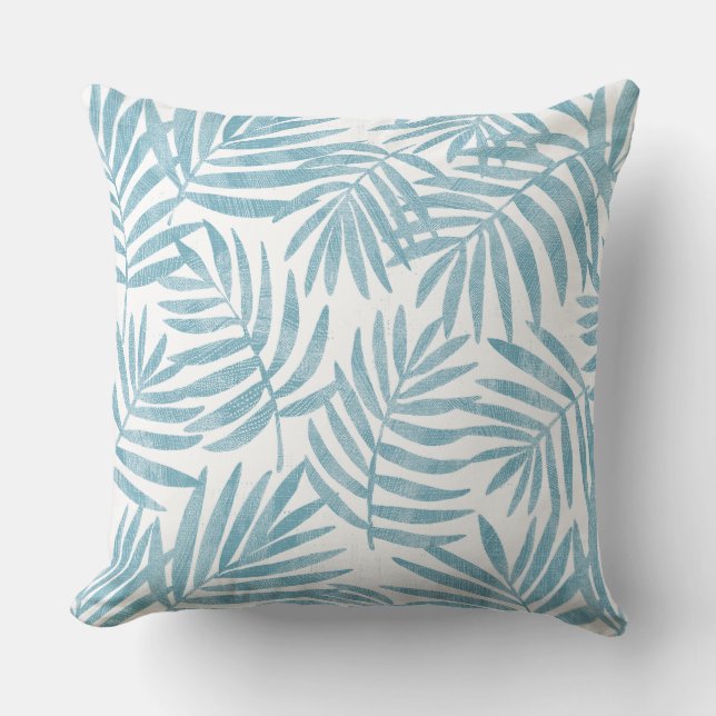 Cojín decorativo Aqua & White Palm Leaf (Anverso)