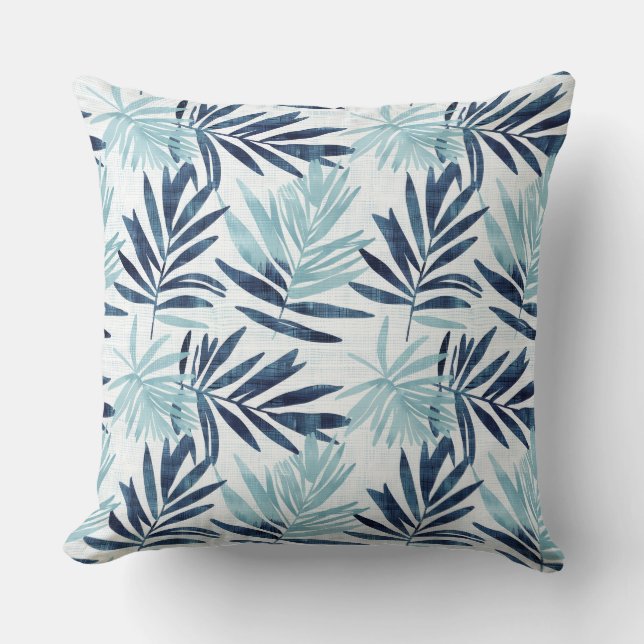 Cojín decorativo Aqua & White Palm Leaf (Anverso)
