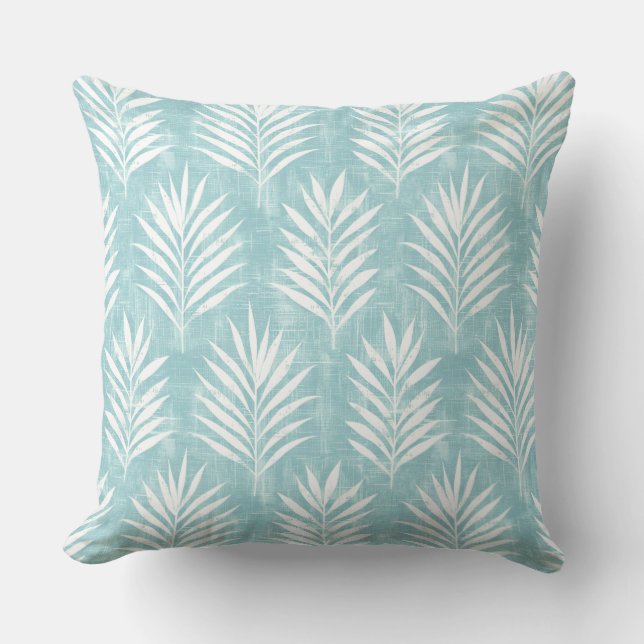 Cojín decorativo Aqua & White Palm Leaf (Anverso)