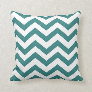 Cojín Decorativo Aqua y Chevron Blanco