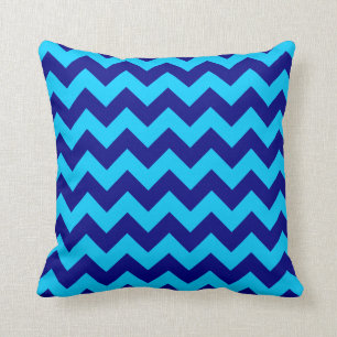 Cojín Decorativo Aqua y zigzag azul marino