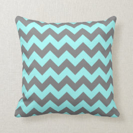 Cojín Decorativo Aqua y Zigzag Gris
