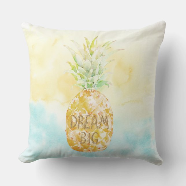 Cojín Decorativo Aqua Yellow Pineapple Gold Dream (Anverso)