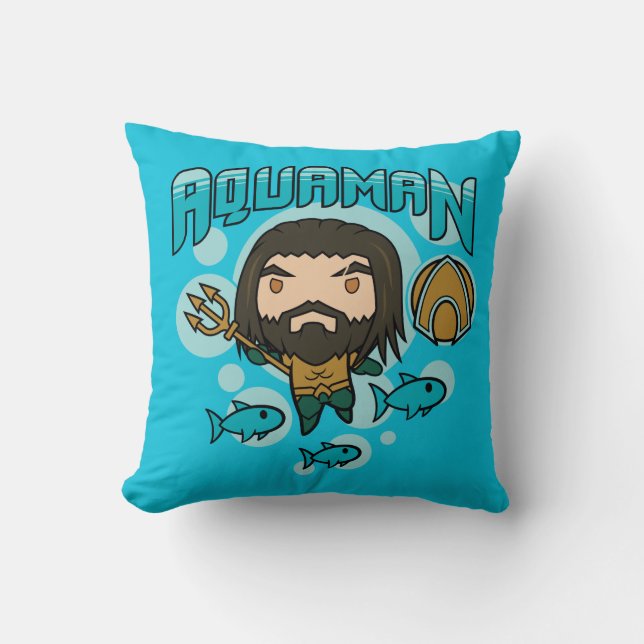 Cojín Decorativo Aquaman | Chibi Aquaman Undersea Graphic (Anverso)