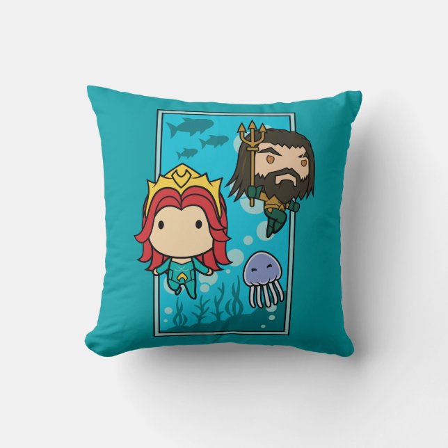 Cojín Decorativo Aquaman | Chibi Mera & Aquaman Undersea Graphic (Anverso)