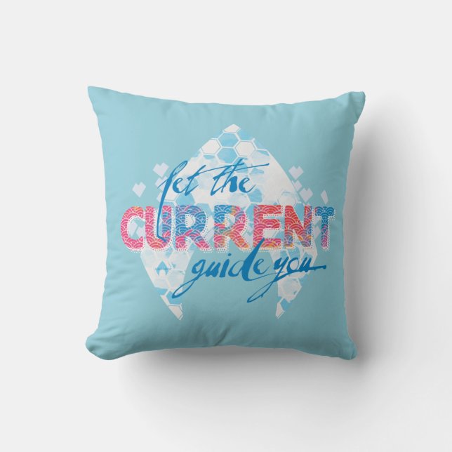 Cojín Decorativo Aquaman | "Let The Current Guide You" Logo Graphic (Anverso)