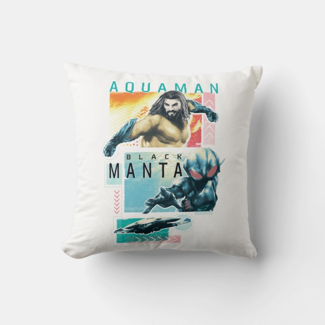 Cojín Decorativo Aquaman | Modernist Aquaman & Black Manta Graphic (Anverso)