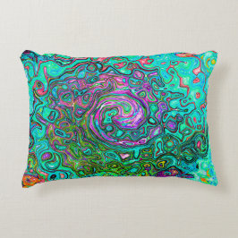 Cojín Decorativo Aquamarine Groovy Abstract Retro Láquido Swirl