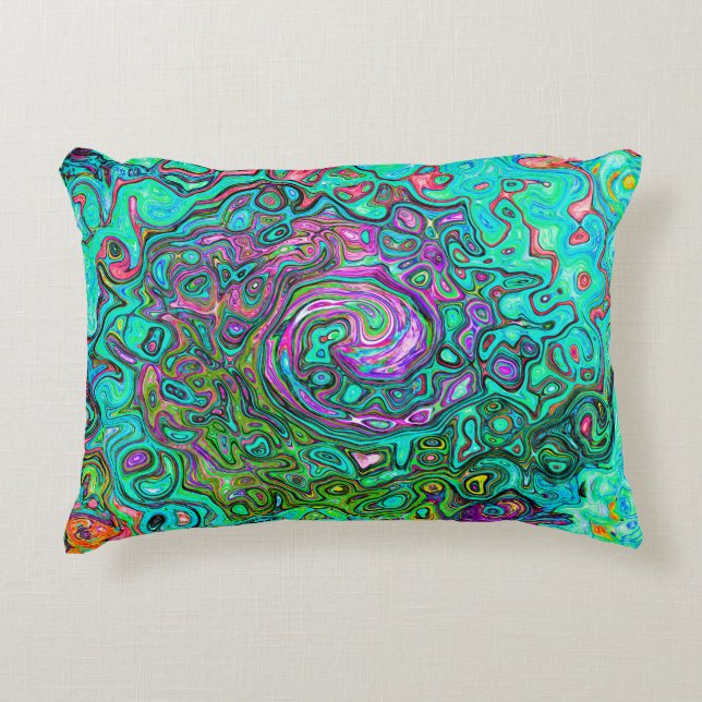 Cojín Decorativo Aquamarine Groovy Abstract Retro Láquido Swirl (Anverso)