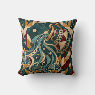 Cojín Decorativo Aquarius Burgundy Teal Mosaico Geométrico
