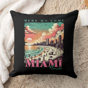 Cojín Decorativo Aquí vamos Miami Florida - Vintage Miami Beach