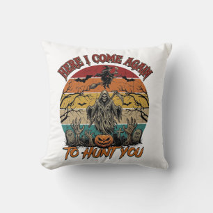 Cojín Decorativo Aquí viene de nuevo la muerte Halloween Pumpkin_1
