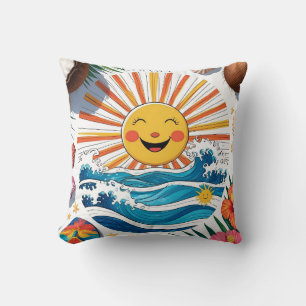 Cojín Decorativo Aquí viene el sol – Almohadón de playa boho