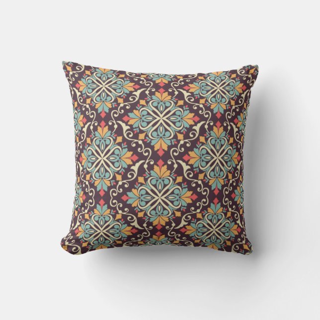 Cojín decorativo árabe floral (Anverso)