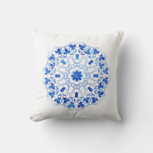 Cojín decorativo Arábesques Azules (Anverso)