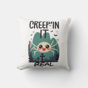 Cojín Decorativo Araña de Halloween Kawaii juego de palabras