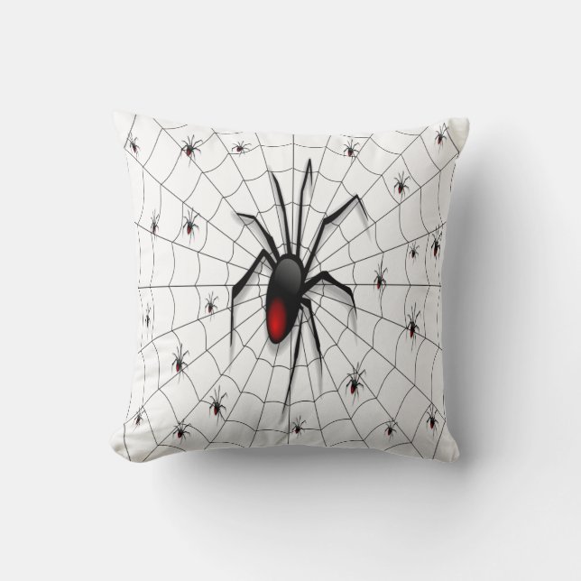 Cojín Decorativo Araña de viuda negra y bebés - (Anverso)
