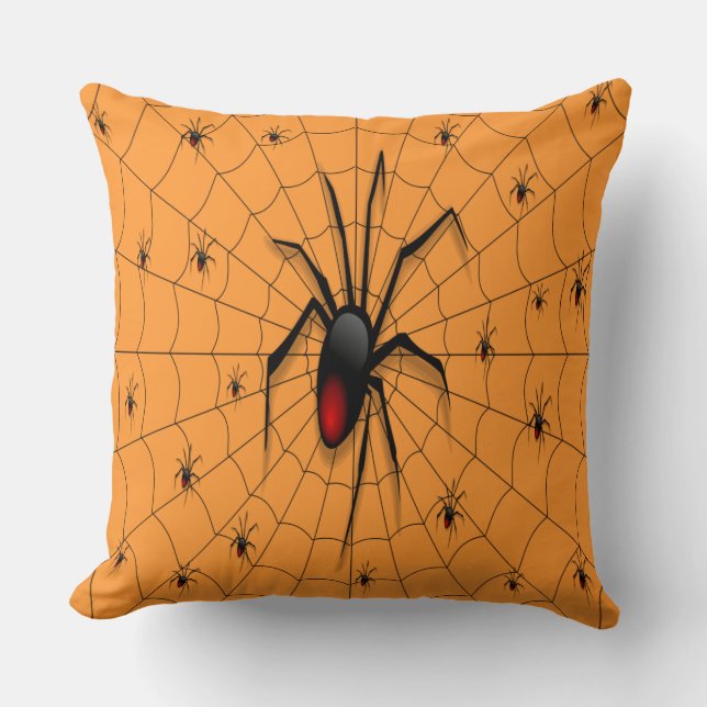Cojín Decorativo Araña de viuda negra y bebés - (Anverso)