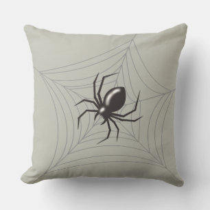Cojín Decorativo Araña gigante de Halloween en su telaraña fondo gr