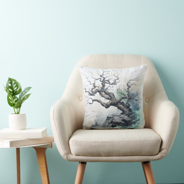 Cojín Decorativo Árbol Abstracto Azul (Silla)