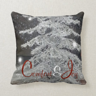 Cojín Decorativo Árbol contemporáneo negro y blanco de Navidad