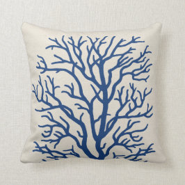 Cojín Decorativo Árbol coralino en azul real