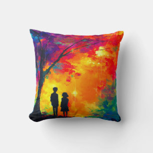 Cojín Decorativo Árbol de amor colorido