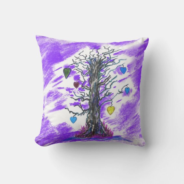 Cojín Decorativo Árbol de amor Pillow púrpura (Anverso)