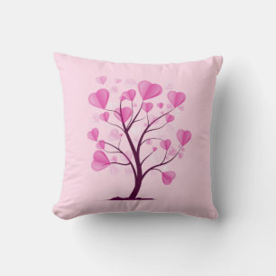 Cojín Decorativo Árbol de árbol de amor de los corazones color de a