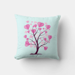 Cojín Decorativo Árbol de árbol de amor de los corazones color de a