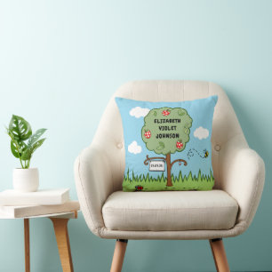 Cojín Decorativo Árbol de celebraciones personalizado de niño