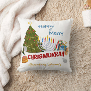 Cojín Decorativo Árbol de Chrismukkah festivo combinado, Menorá, Pe