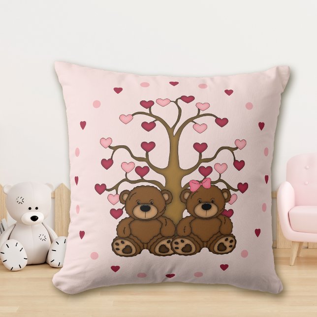 Cojín Decorativo Árbol de corazón rosado de oseo (Subido por el creador)