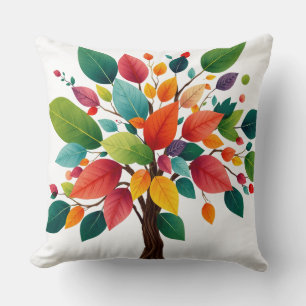 Cojín Decorativo Árbol de estaciones coloridas: arte vibrante de la