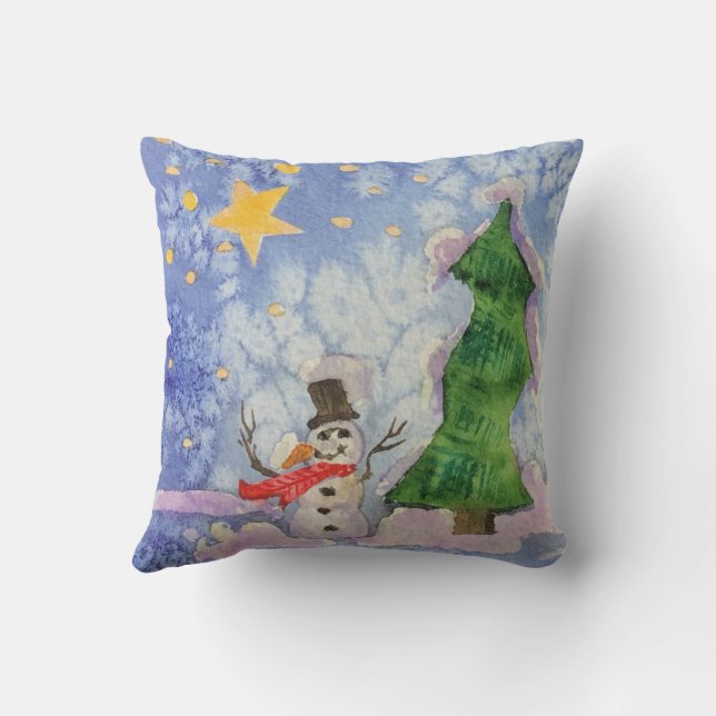 Cojín Decorativo Árbol De Feliz Navidad Y Cuaderno De Snowman Escar (Reverso)