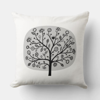 Cojín Decorativo Árbol de flores estilizadas - Gris claro