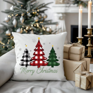 Cojín Decorativo Árbol de Gingham Navideño Invernal Estacional Lind