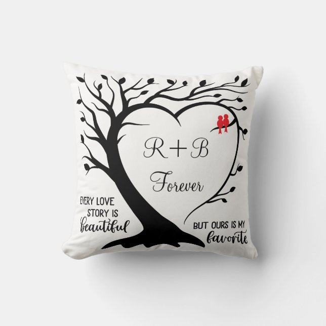 Cojín Decorativo Árbol de historias de amor personalizado (Anverso)