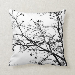 Cojín Decorativo Árbol de invierno negro y blanco
