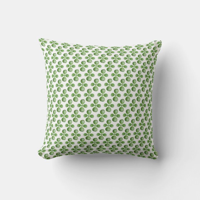 Cojín Decorativo Árbol de jade verde deja en blanco (Anverso)