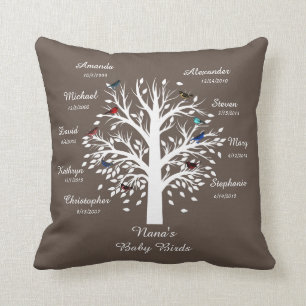 Cojín Decorativo Árbol de la abuela, blanco en de color topo, 9
